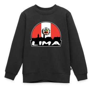 Lima Peru Flagge Skyline Silhouette Reisen - Kinder Premium Organic Sweatshirt - Schwarz - Vorne - AI Model Kid Female (0cm)