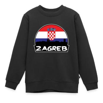 Zagreb Croatie Flag Skyline Silhouette Voyage - Sweat Premium enfant bio - noir - Devant - AI Model Kid Female (0cm)