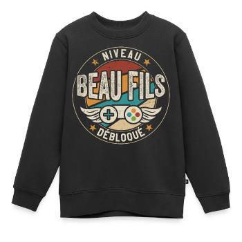 Niveau Beau-Fils Débloqué - Sweat Premium enfant bio - noir - Devant - AI Model Kid Female (0cm)