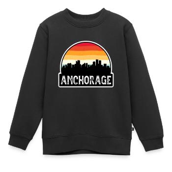 Anchorage Alaska USA Flagge Skyline Reisesouvenir - Kinder Premium Organic Sweatshirt - Schwarz - Vorne - AI Model Kid Female (0cm)