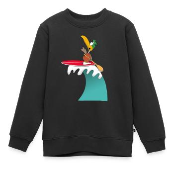 STAND UP PADDLING - WELLENREITER - SURFER - ENTE - Kinder Premium Organic Sweatshirt - Schwarz - Vorne - AI Model Kid Female (0cm)