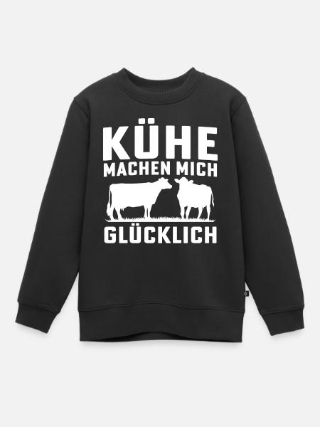 Kühe machen mich glücklich - Kinder Premium Organic Sweatshirt - Schwarz
