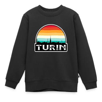 Turin Italien Flagge Skyline Reisesouvenir - Kinder Premium Organic Sweatshirt - Schwarz - Vorne - AI Model Kid Female (0cm)