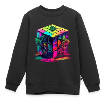 cube - Kinder Premium Organic Sweatshirt - Schwarz - Vorne - AI Model Kid Female (0cm)