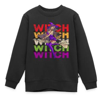 Sorcières Balai de sorcière Halloween - Sweat Premium enfant bio - noir - Devant - AI Model Kid Female (0cm)