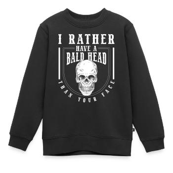 Coupe de cheveux sans poils à tête chauve - Sweat Premium enfant bio - noir - Devant - AI Model Kid Female (0cm)