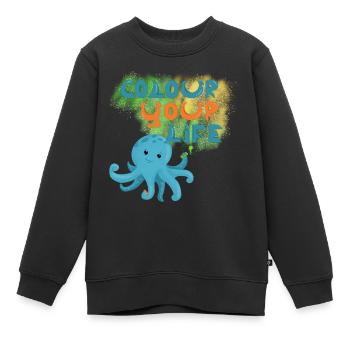Calmar graffiti - Sweat Premium enfant bio - noir - Devant - AI Model Kid Female (0cm)