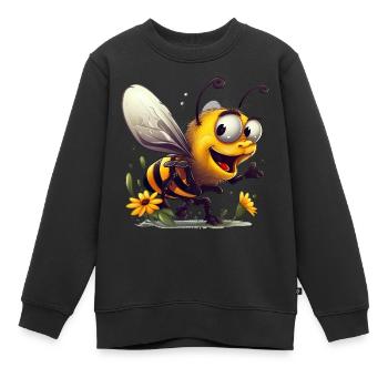 Une abeille amusante recueille le nectar des fleurs - Sweat Premium enfant bio - noir - Devant - AI Model Kid Female (0cm)