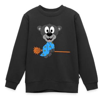 HEXENBESEN - FLIEGEN - HEXE - PANTER - TIER - Kinder Premium Organic Sweatshirt - Schwarz - Vorne - AI Model Kid Female (0cm)