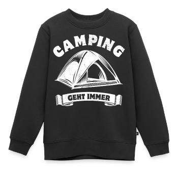 Camping geht immer - Camping Fan - Spruch - Kinder Premium Organic Sweatshirt - Schwarz - Vorne - AI Model Kid Female (0cm)