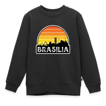 Brasilia Brasilien Flagge Skyline Reisesouvenir - Kinder Premium Organic Sweatshirt - Schwarz - Vorne - AI Model Kid Female (0cm)