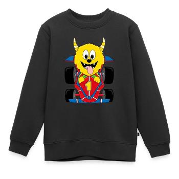 RENNFAHRER - AUTO - MONSTER - RENNAUTO - SPORT - Kinder Premium Organic Sweatshirt - Schwarz - Vorne - AI Model Kid Female (0cm)