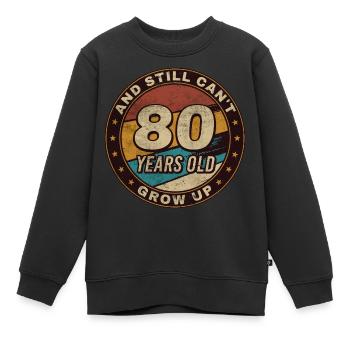 Cadeau 80e anniversaire Rétro 80e anniversaire - Sweat Premium enfant bio - noir - Devant - AI Model Kid Female (0cm)