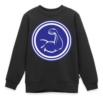 Muscles du bras biceps - Sweat Premium enfant bio - noir - Devant - AI Model Kid Female (0cm)
