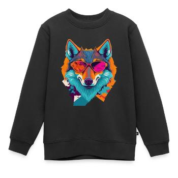 Révolte rétro des loups - Sweat Premium enfant bio - noir - Devant - AI Model Kid Female (0cm)
