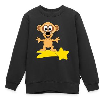 ERDMÄNNCHEN - STERNSCHNUPPE - SURFER - TIER - Kinder Premium Organic Sweatshirt - Schwarz - Vorne - AI Model Kid Female (0cm)