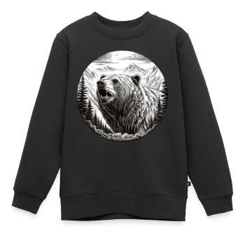 Grizzly Bär - Kinder Premium Organic Sweatshirt - Schwarz - Vorne - AI Model Kid Female (0cm)