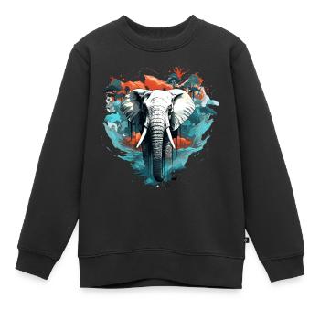 Künstlerischer Elefant - Kinder Premium Organic Sweatshirt - Schwarz - Vorne - AI Model Kid Female (0cm)