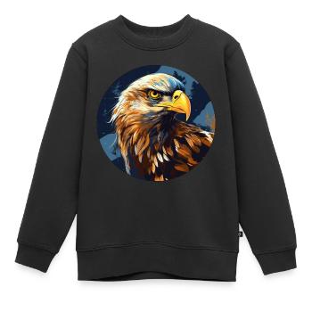 Eagle - Kids Premium Organic Sweatshirt - black - Front - AI Model Kid Female (0cm)
