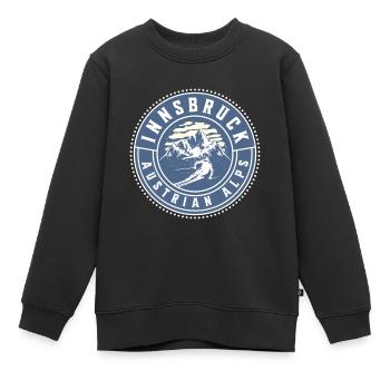 Innsbruck Österreichische Alpen Vintage Blau - Kinder Premium Organic Sweatshirt - Schwarz - Vorne - AI Model Kid Female (0cm)