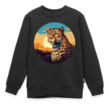 Leopard - Kids Premium Organic Sweatshirt - black - Front - AI Model Kid Female (0cm)