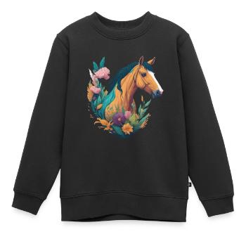 Fleurs de cheval - Sweat Premium enfant bio - noir - Devant - AI Model Kid Female (0cm)