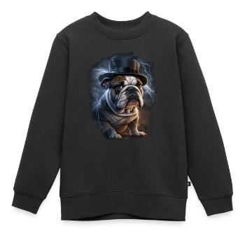 Bulldogge mit Hut - Kinder Premium Organic Sweatshirt - Schwarz - Vorne - AI Model Kid Female (0cm)