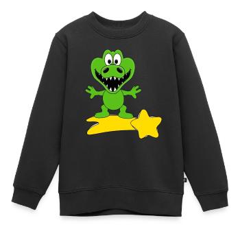 KROKODIL - STERNSCHNUPPE - Kinder Premium Organic Sweatshirt - Schwarz - Vorne - AI Model Kid Female (0cm)