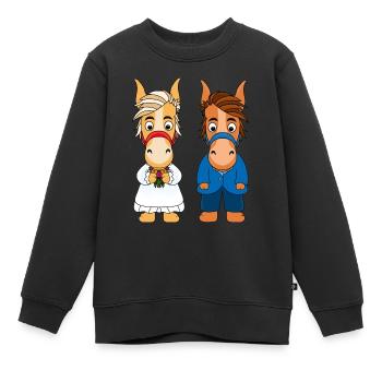 PFERDE - HOCHZEIT - Kinder Premium Organic Sweatshirt - Schwarz - Vorne - AI Model Kid Female (0cm)