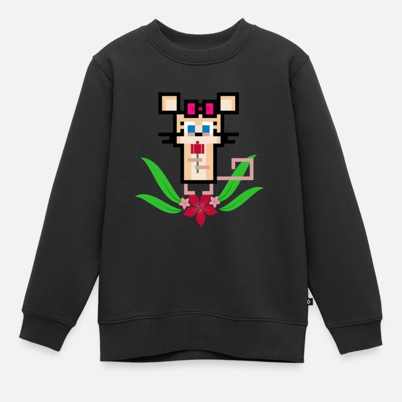 Souris fleur - Sweat Premium enfant bio - noir