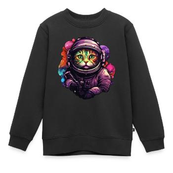 Astro Chat - Sweat Premium enfant bio - noir - Devant - AI Model Kid Female (0cm)