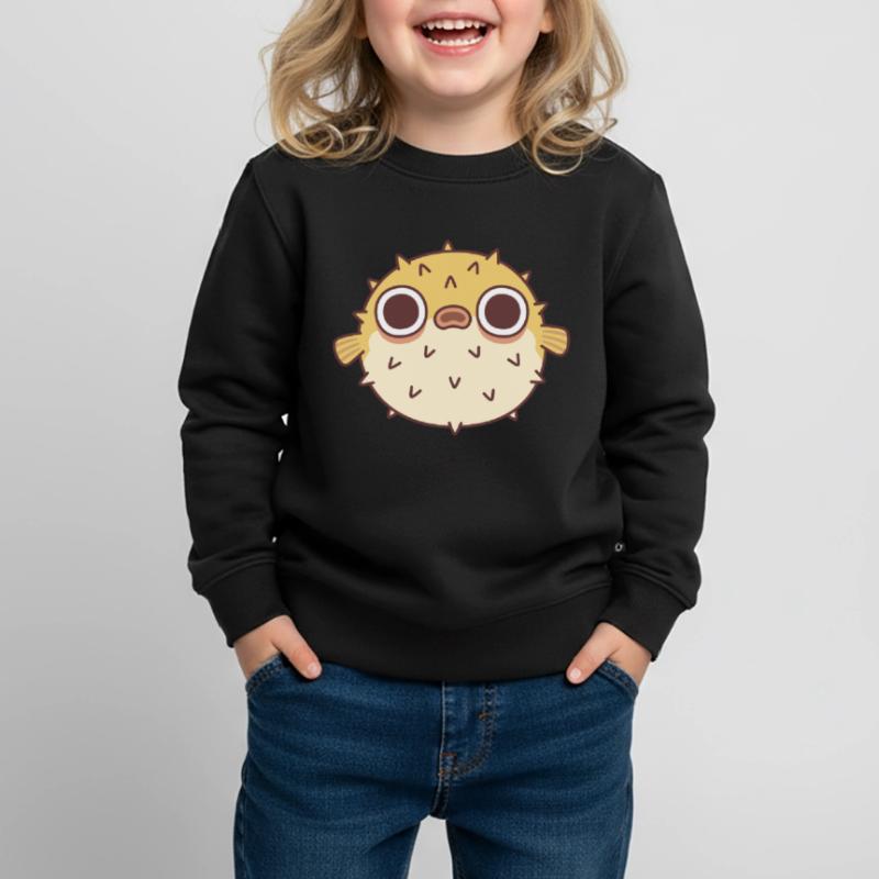 Cute Grumpy Puffer Fish Kids Premium Organic Sweatshirt