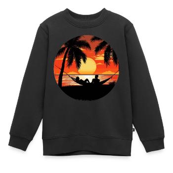 Coucher de soleil Sérénité - Sweat Premium enfant bio - noir - Devant - AI Model Kid Female (0cm)