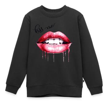 Embrasse-moi les lèvres Kissing Mouth Cadeau - Sweat Premium enfant bio - noir - Devant - AI Model Kid Female (0cm)