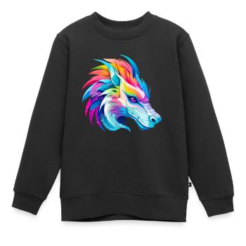 Tête de Dragon Arc-en-ciel - Sweat Premium enfant bio - noir - Devant - AI Model Kid Female (0cm)