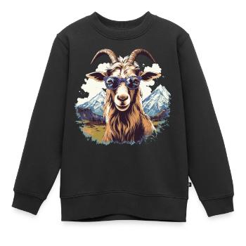 Une chèvre avec des lunettes de soleil dans les montagnes - Sweat Premium enfant bio - noir - Devant - AI Model Kid Female (0cm)