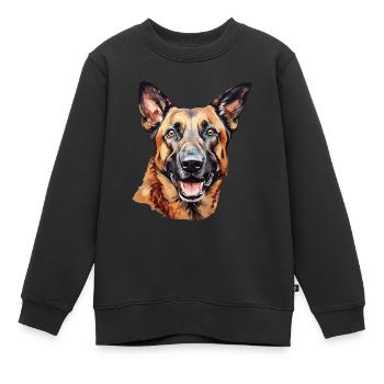 Malinois Hundegesicht Belgischer Schäferhund - Kinder Premium Organic Sweatshirt - Schwarz - Vorne - AI Model Kid Female (0cm)
