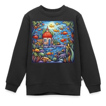 Aquarium - Sweat Premium enfant bio - noir - Devant - AI Model Kid Female (0cm)