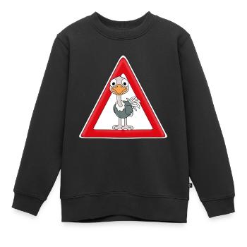 ACHTUNG STRAUß - Kinder Premium Organic Sweatshirt - Schwarz - Vorne - AI Model Kid Female (0cm)