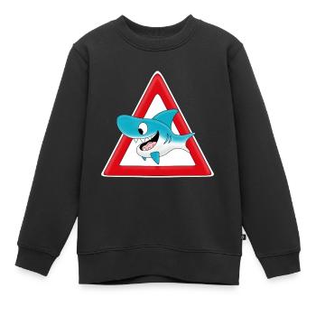 ACHTUNG HAI - Kinder Premium Organic Sweatshirt - Schwarz - Vorne - AI Model Kid Female (0cm)