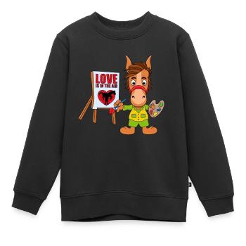 PFERD - PONY - KÜNSTLER - MALER - LIEBE - Kinder Premium Organic Sweatshirt - Schwarz - Vorne - AI Model Kid Female (0cm)