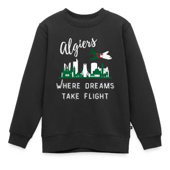 Alger où les rêves prennent leur envol - Sweat Premium enfant bio - noir - Devant - AI Model Kid Female (0cm)
