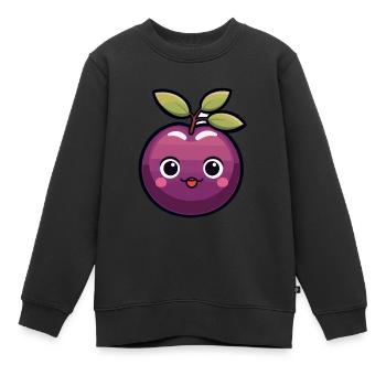 Prune Kawaii Prune Douce - Sweat Premium enfant bio - noir - Devant - AI Model Kid Female (0cm)