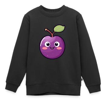 Prune Kawaii Prune Douce - Sweat Premium enfant bio - noir - Devant - AI Model Kid Female (0cm)