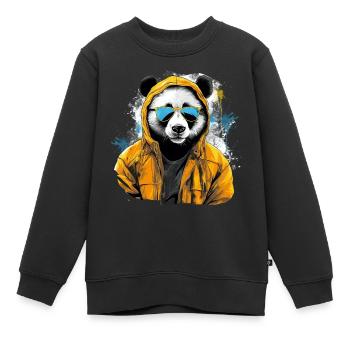 Panda großer Streetstyle | Panda-Liebhaber - Kinder Premium Organic Sweatshirt - Schwarz - Vorne - AI Model Kid Female (0cm)
