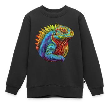 Lézard brillant - Sweat Premium enfant bio - noir - Devant - AI Model Kid Female (0cm)