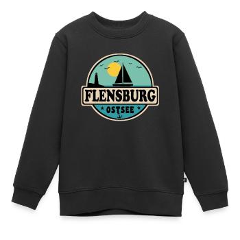 Flensburg - Kinder Premium Organic Sweatshirt - Schwarz - Vorne - AI Model Kid Female (0cm)