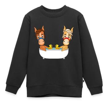 PFERDE - PFERD - PONY - Kinder Premium Organic Sweatshirt - Schwarz - Vorne - AI Model Kid Female (0cm)