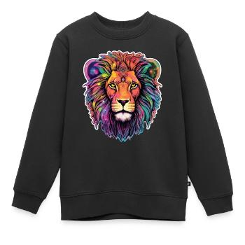 Léo Céleste - Rugissement céleste - Sweat Premium enfant bio - noir - Devant - AI Model Kid Female (0cm)