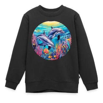 Delphin -lebendige Farben - Chromatische - Kinder Premium Organic Sweatshirt - Schwarz - Vorne - AI Model Kid Female (0cm)